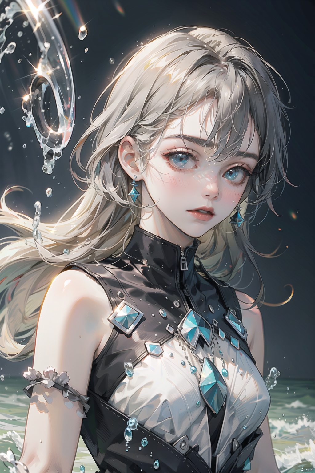 ((image of a girl fully sculpted from water)), ((water head to toe)), embodying fluidity and grace, ((girl made of water)), ((skin replaced as water)), ((fully transparent skin)), ((transparent skin)), ((translucent skin)), ((transparent face)), ((water as face)), closeup, realistic, detailed, ultra detailed realistic illustration, ultra high definition, 8k, unreal engine 5, ultra sharp focus, highly detailed, vibrant, cinematic production character rendering, very high quality model, hyper detailed photography, soft light