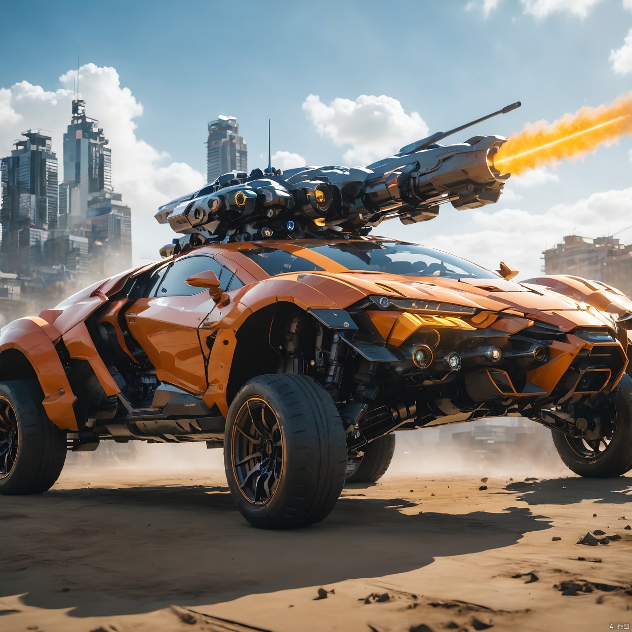  A super mecha combat vehicle, （sports car：1.5）, best quality, masterpiece, 8k., circuitboard