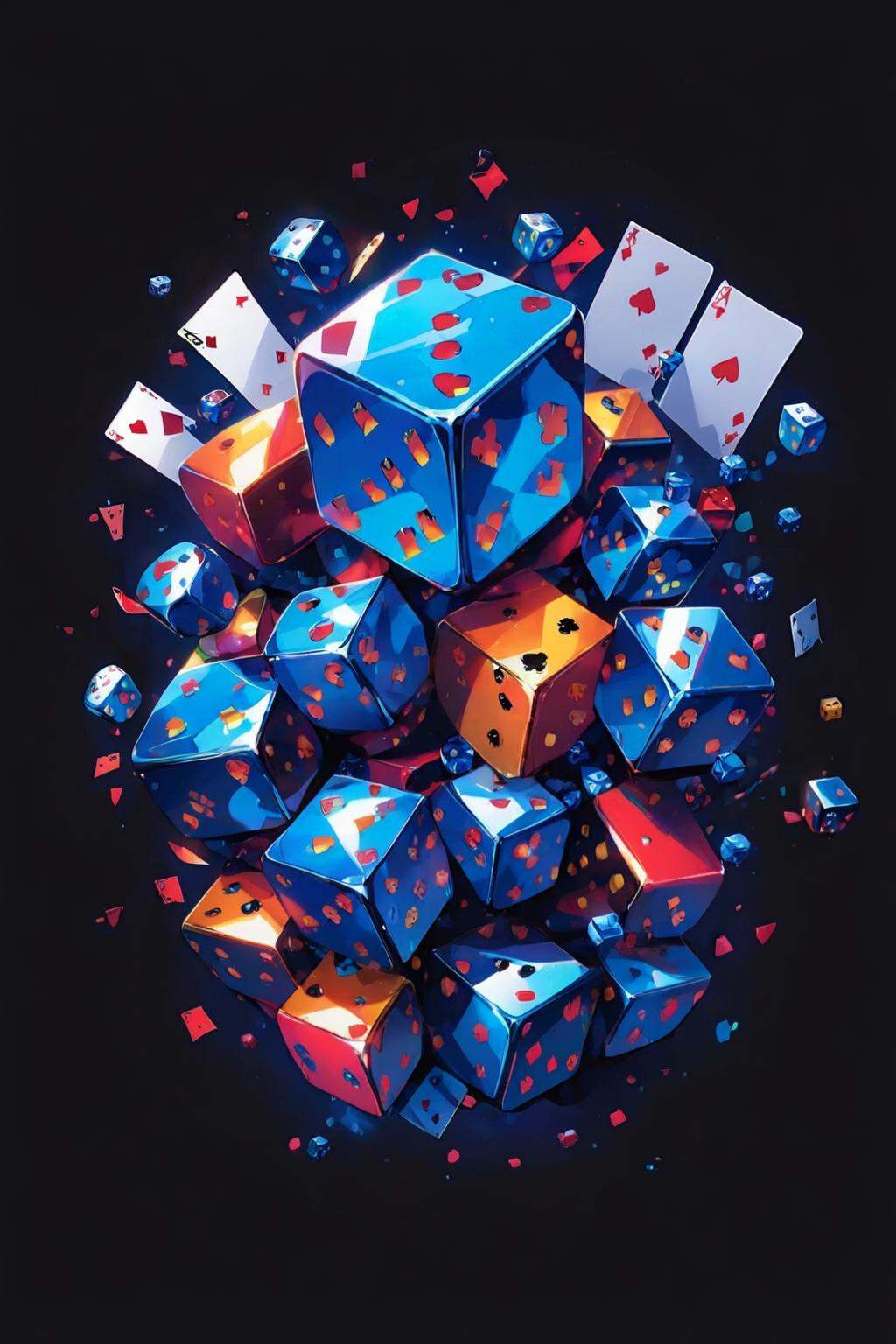 dice,  no humans,  black background on Tensor.Art