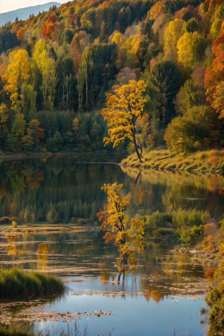 outdoors, tree, no humans, leaf, grass, nature, scenery, forest, reflection, bush, autumn leaves, autumn