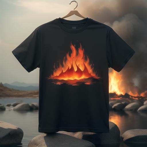 t-shirt,<lora:t-shirt1.5v1:1> fire, water