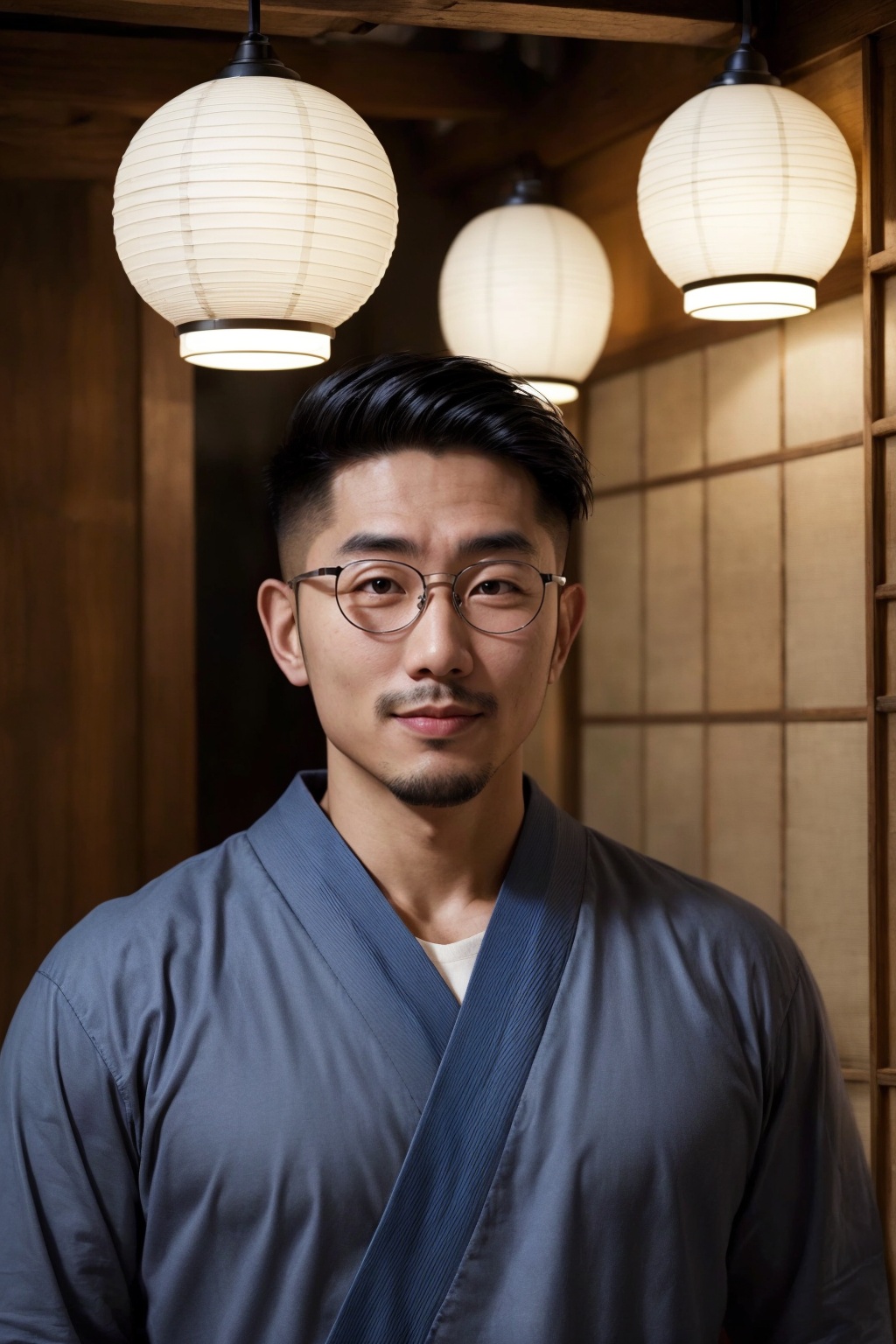 Asian man,  handsome,  round glasses on Tensor.Art