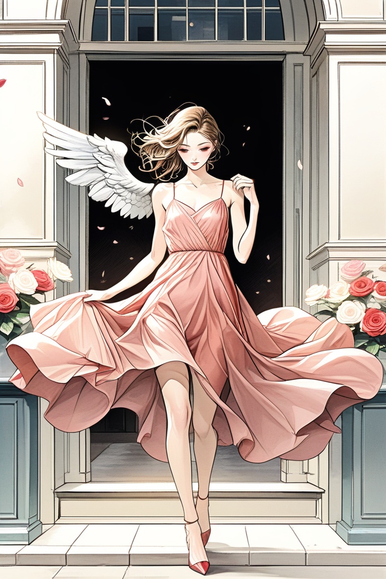 Pretty woman,  slim body,  red dress on Tensor.Art