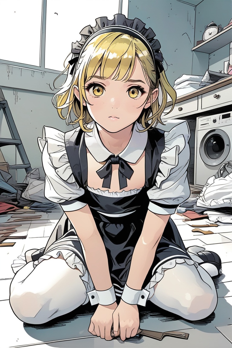 Cute face,  (small **** girl),  (Maid dress) on Tensor.Art