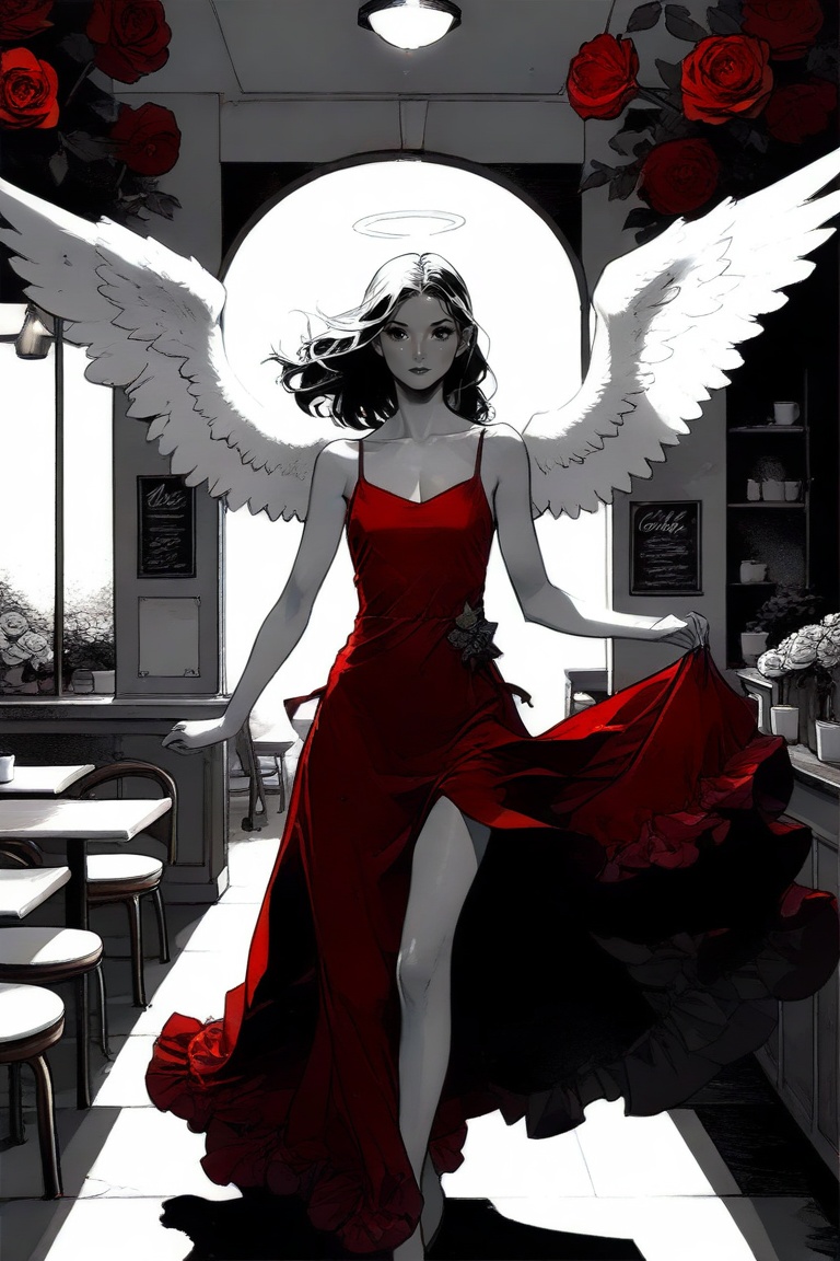 Pretty woman,  slim body,  red dress on Tensor.Art