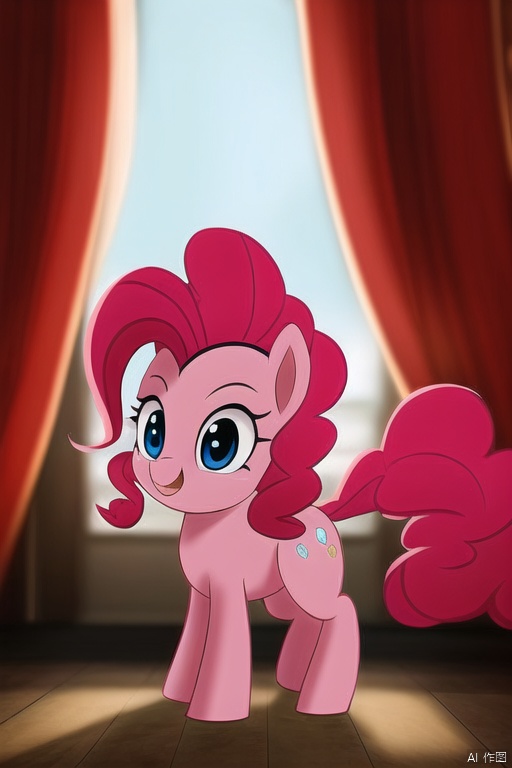 pony pinkie pie, indoors, intricate detail, countershading, vibrant cinematic lighting, [metallic:3, ]Step-by-step, dribbble, trending on Getty Images, pony