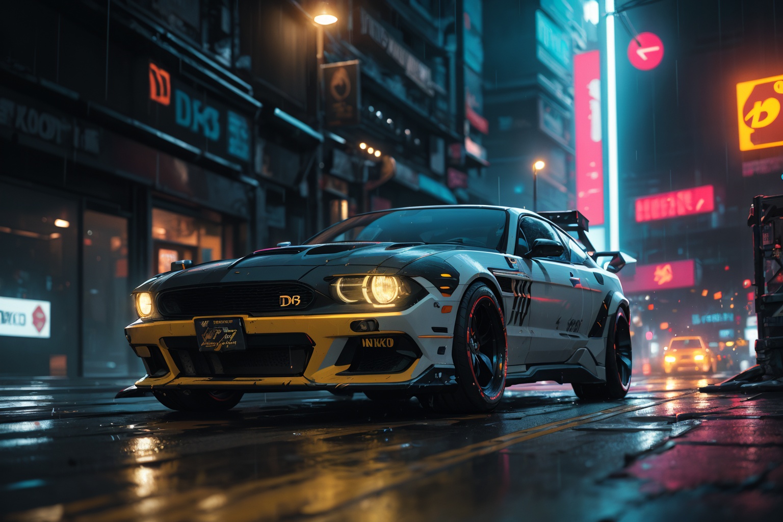 (detailed cyberpunk 2300 car background,  futuristic concept cars,  cyberpunk on Tensor.Art