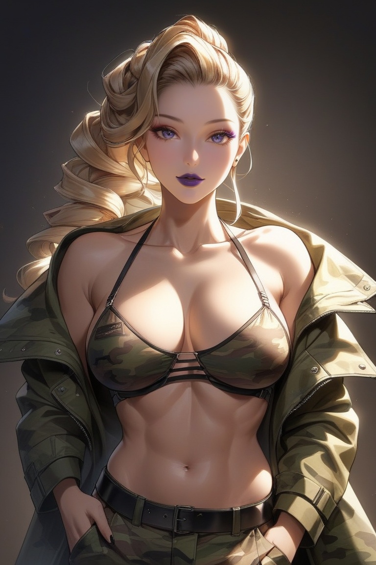 A confident and alluring 30-year-old woman with striking blonde hair,  a curvy figure,  and an intimidating on Tensor.Art