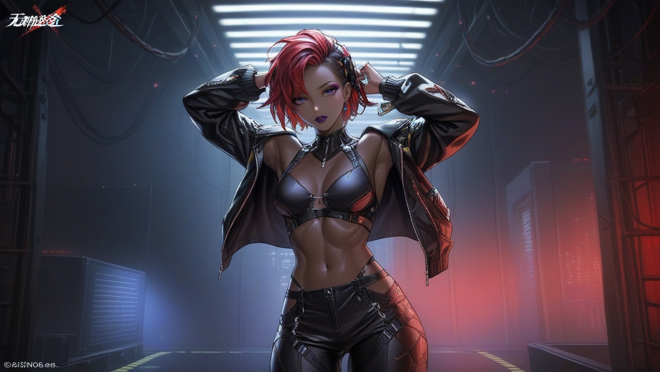 A confident and alluring 30-year-old woman with striking red hair,  a curvy figure,  and an intimidating on Tensor.Art
