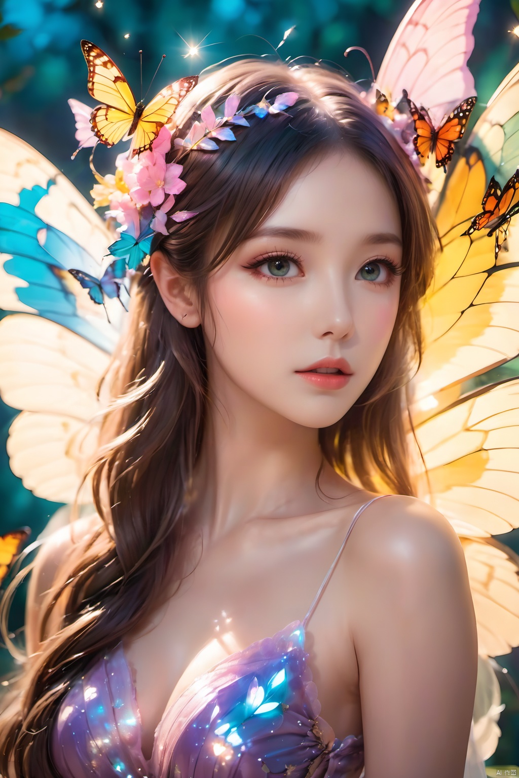 1girl,  Butterflies on the Head,  antennae on Tensor.Art