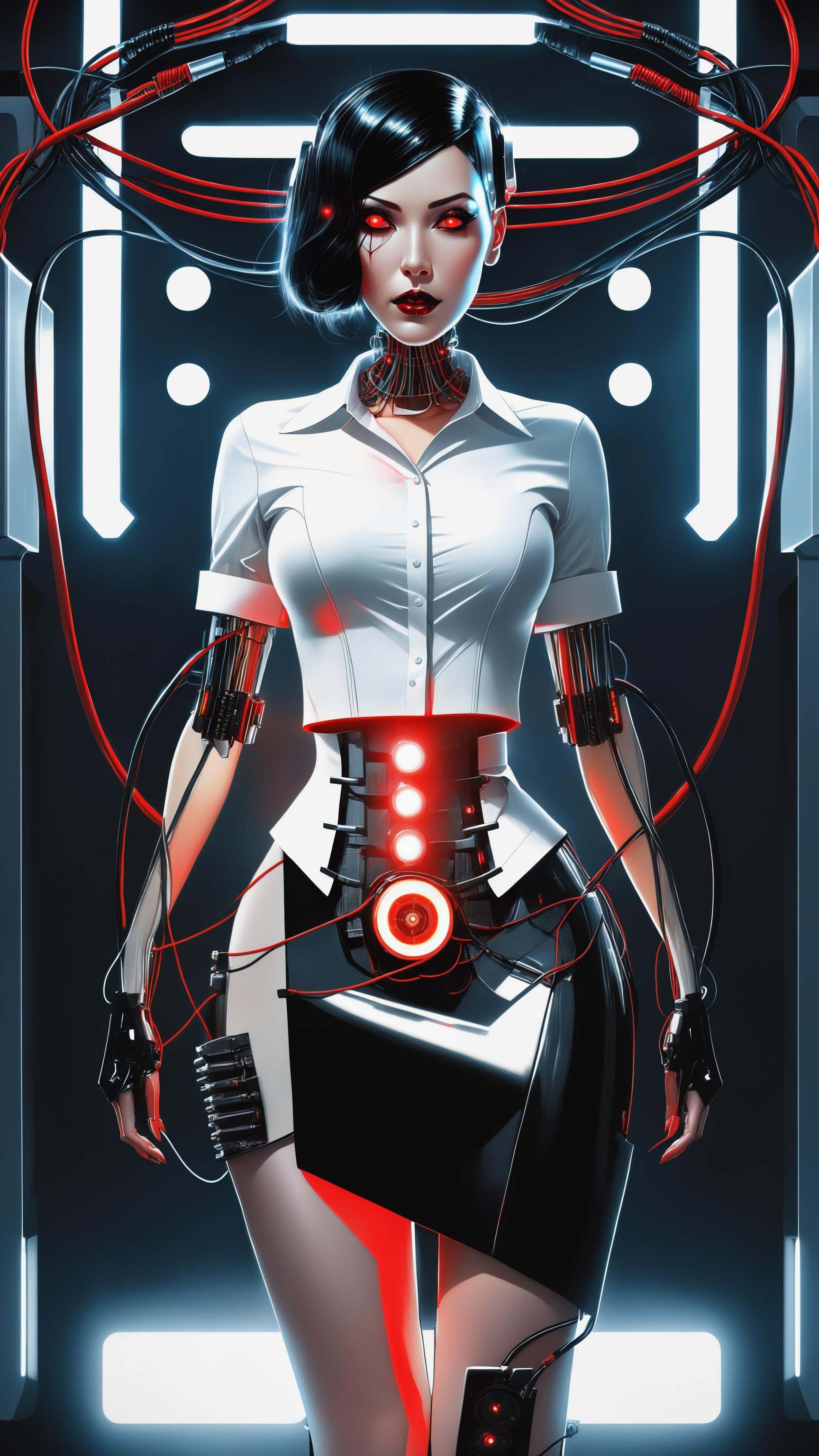 full body of cyborg lady,  cybernetic jaw,  mechanical parts on Tensor.Art