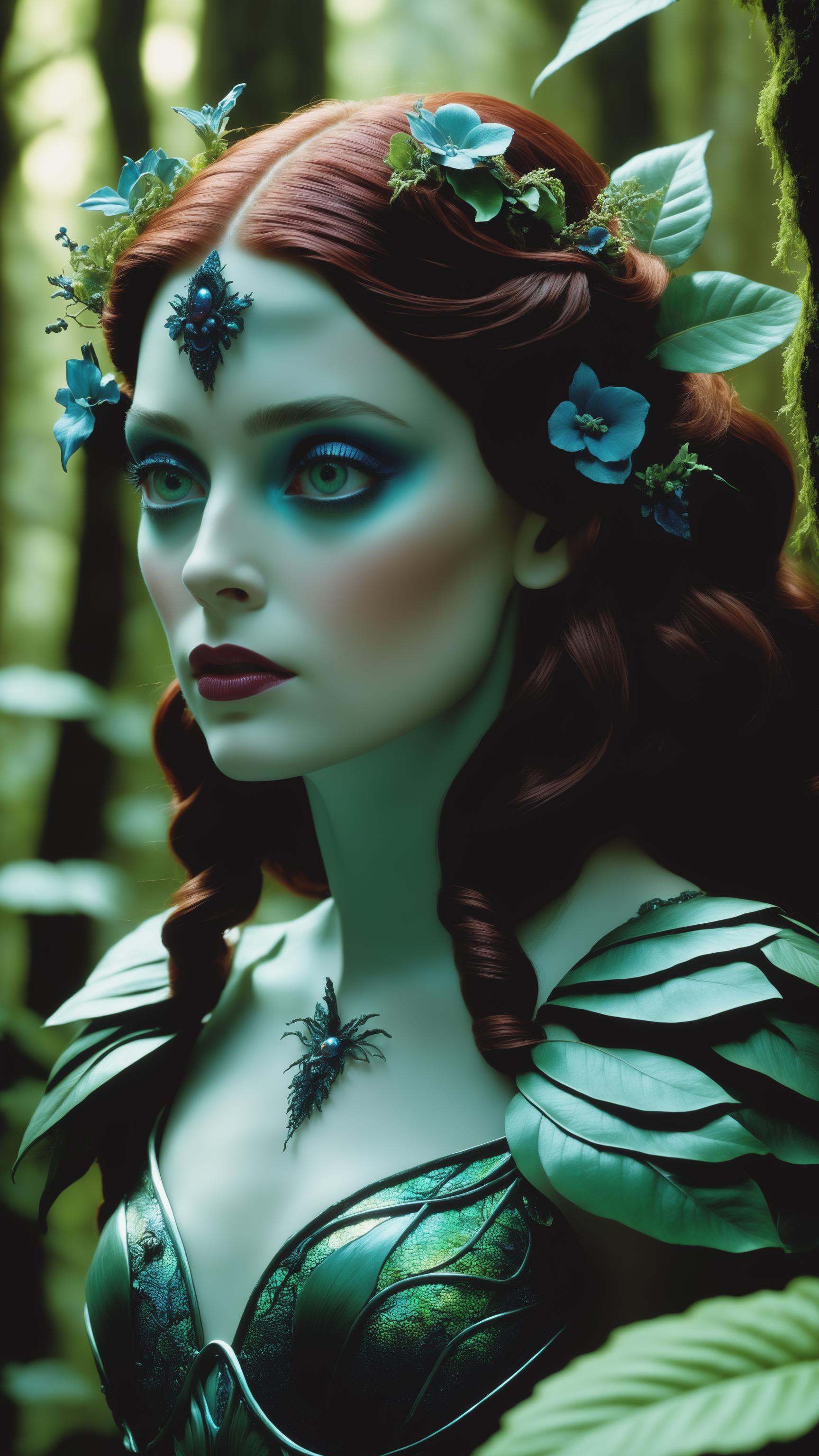 cinematic still,  filmed by Guillermo del Toro,  Amidst a deep dark forest on Tensor.Art