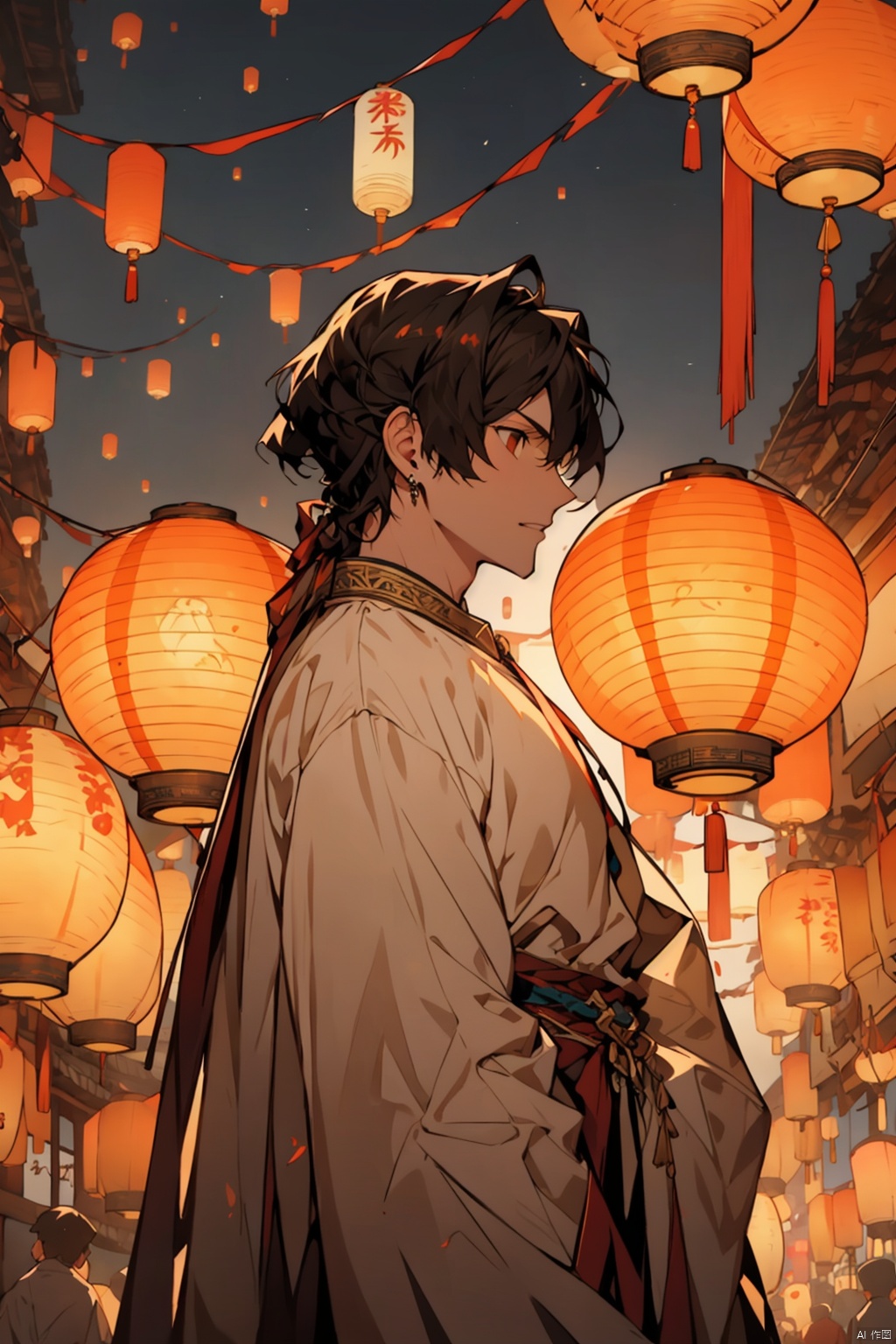  absurdres,absurdres,realistic,(full_shot:1.8), solo, watching lanterns