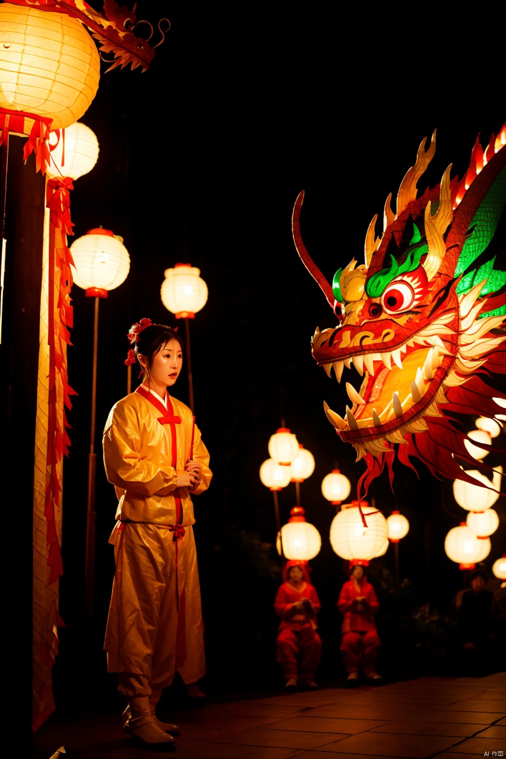  absurdres,absurdres,realistic,(full_shot:1.8), solo, , dragon lantern dance