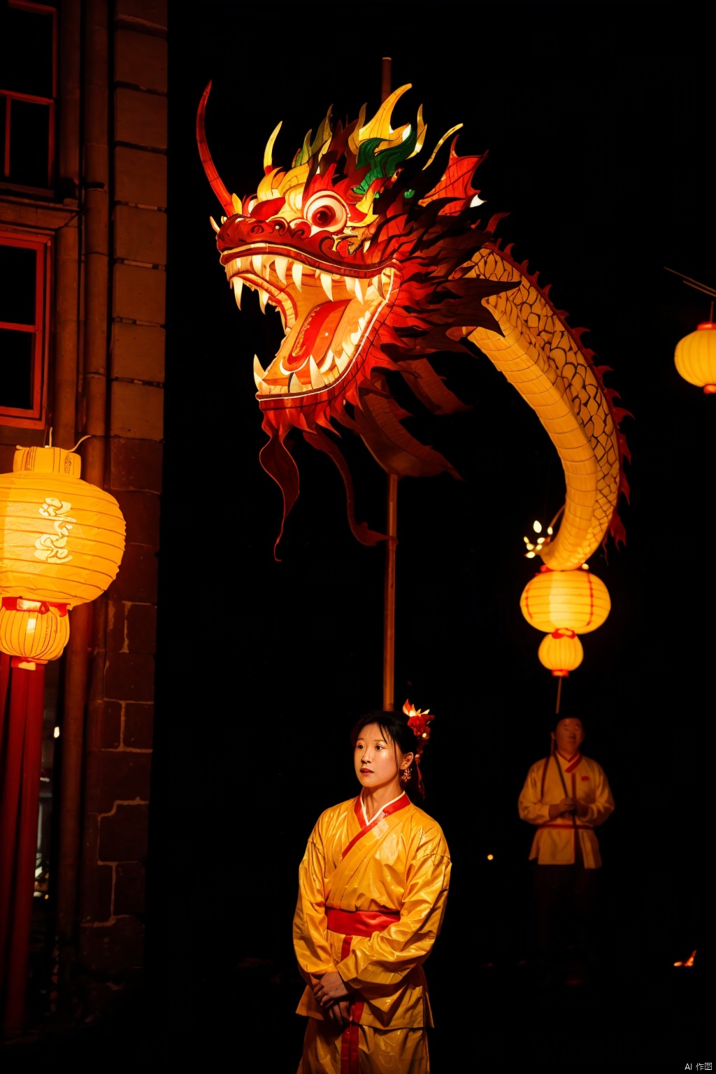  absurdres,absurdres,realistic,(full_shot:1.8), solo, , dragon lantern dance