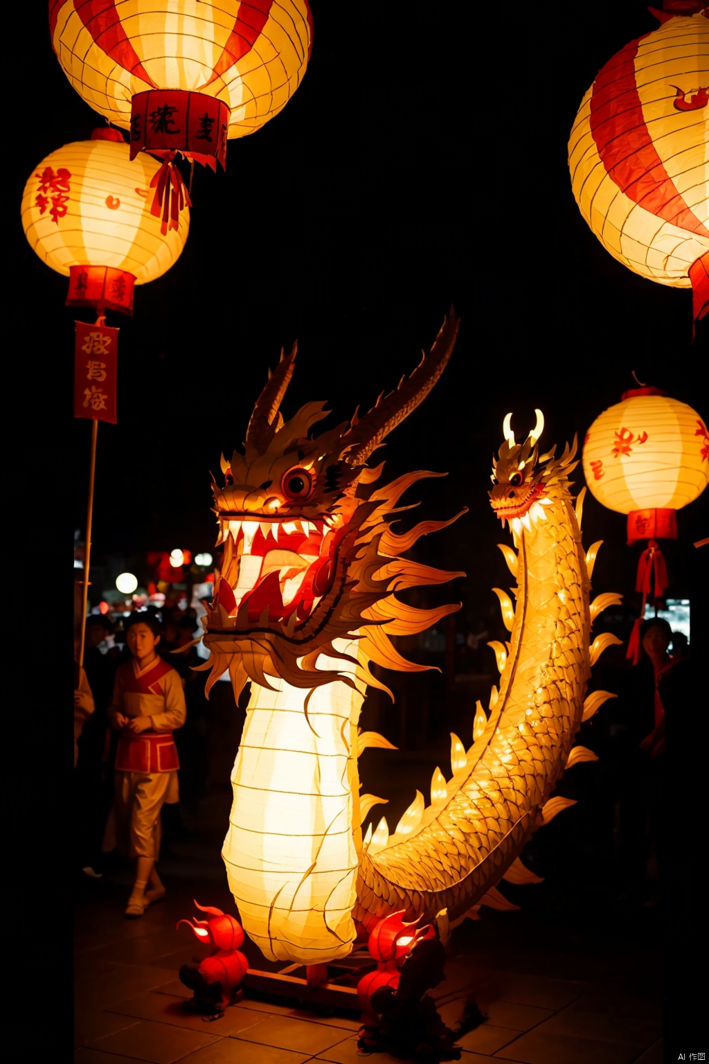  absurdres,absurdres,realistic,(full_shot:1.8), solo, , dragon lantern dance