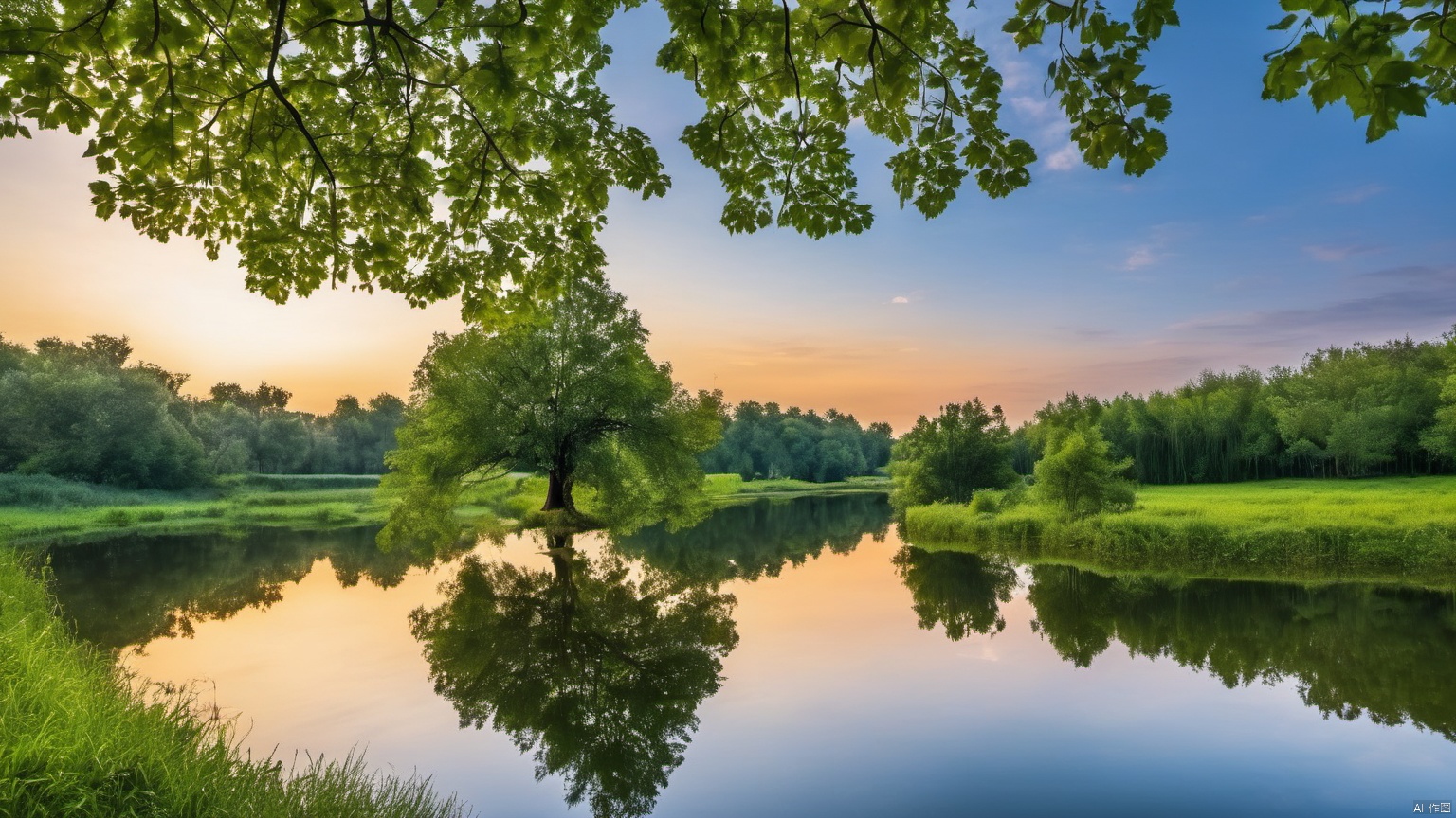  Overlooking,,(tree 9.9),(Representative), (boutique), Ultra HD, 
, reflection, masterpiece, true light and shadow, wide Angle, outdoors, sky, day, cloud, 
, tree, blue sky, no humans, nature, scenery, SDXL, 