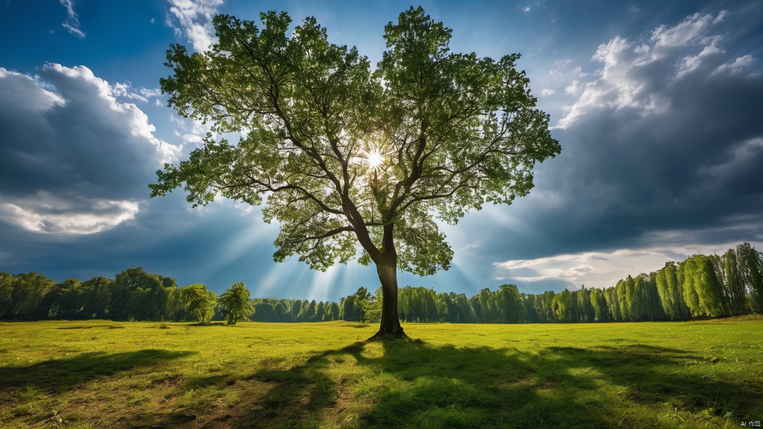  Overlooking,,(tree 9.9),(Representative), (boutique), Ultra HD, 
, reflection, masterpiece, true light and shadow, wide Angle, outdoors, sky, day, cloud, 
, tree, blue sky, no humans, nature, scenery, SDXL, 