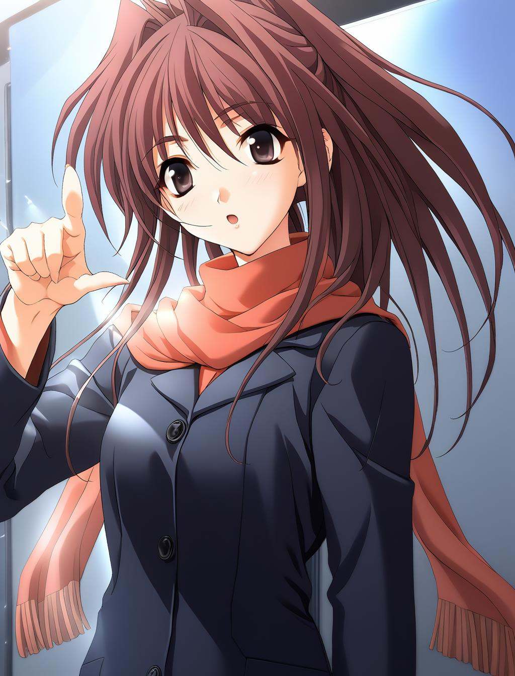 1girl,  Fujiwara Miyabi,  black overcoat on Tensor.Art