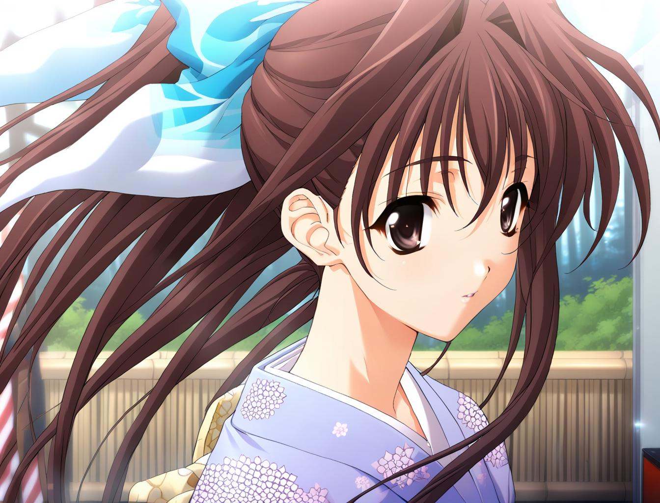 1girl,  Fujiwara Miyabi,  blue kimono on Tensor.Art