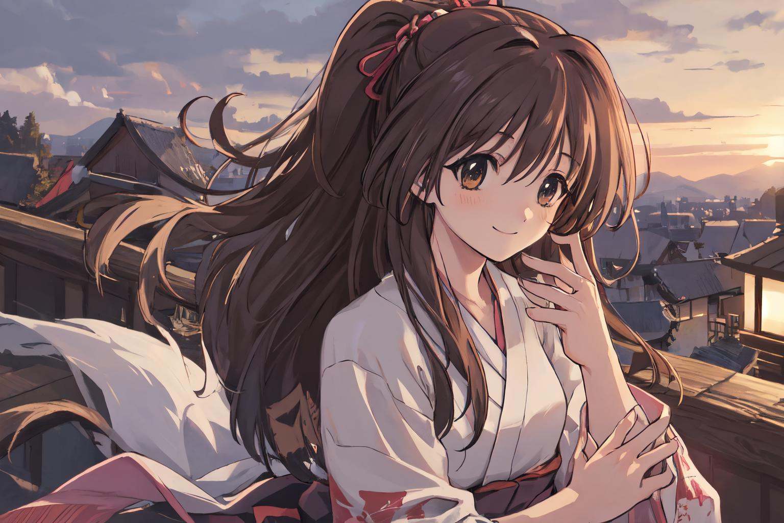 ayaka hizuki,  yukata,  updo on Tensor.Art