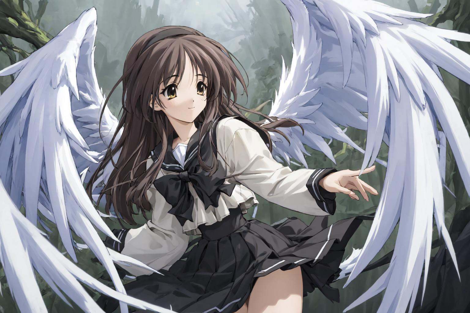 ayaka hizuki,  white uniform,  hairband on Tensor.Art