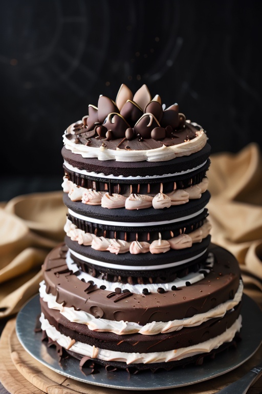 highly detailed chocolate layer cake being sliced by an earth moving truck,  perfect lighting,  shadows on Tensor.Art