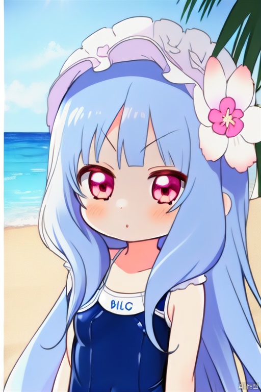 masterpiece,1girl,loli,bishoujo,colorful,beach,school_swimsuit,