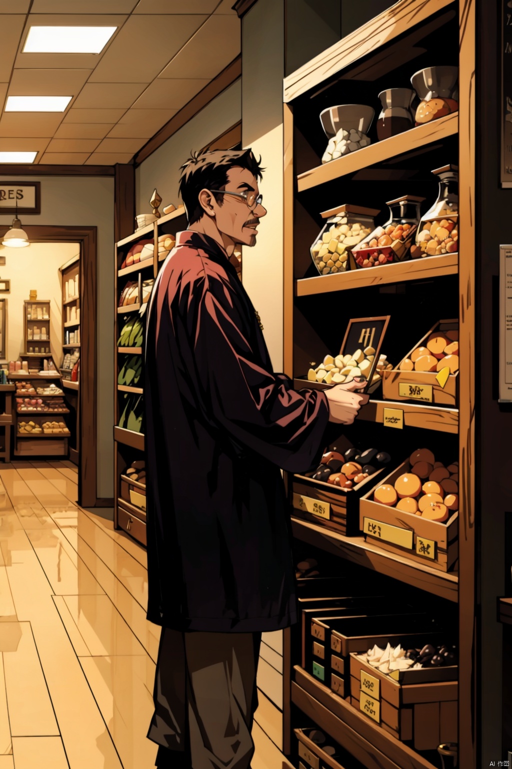  absurdres,incredibly absurdres,reality,realistic,,(solo:1.2),1boy,full_shot, shopkeeper