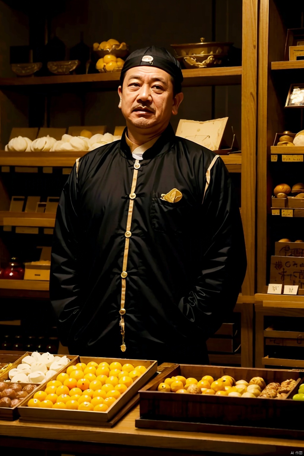  absurdres,incredibly absurdres,reality,realistic,,(solo:1.2),1boy,full_shot, shopkeeper