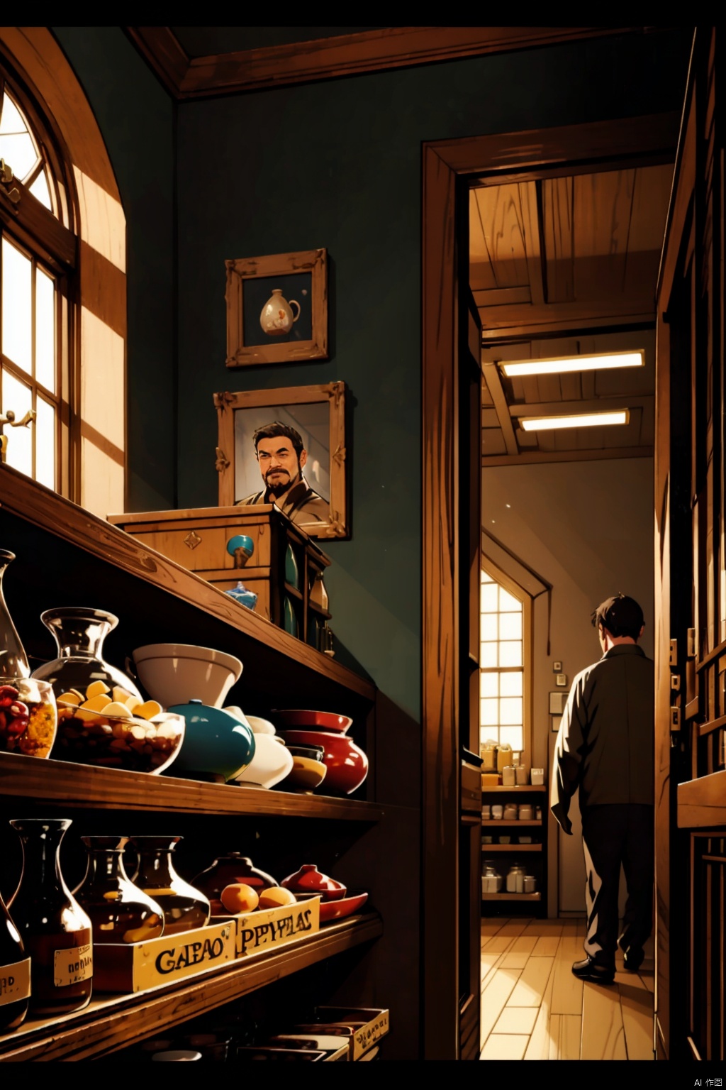 absurdres,incredibly absurdres,reality,realistic,,(solo:1.2),1boy,full_shot, shopkeeper