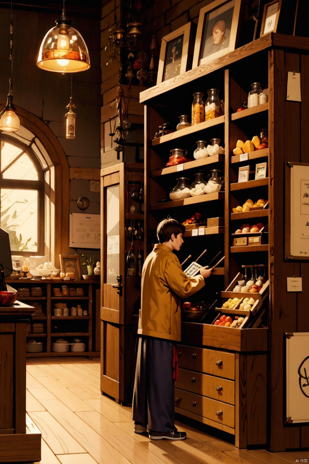  absurdres,incredibly absurdres,reality,realistic,,(solo:1.2),1boy,full_shot, shopkeeper