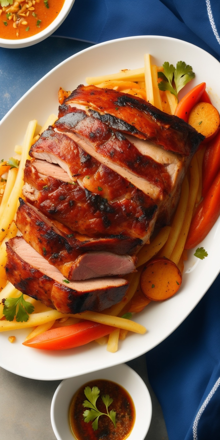 Roast pork is a delicious dish,  with its crispy skin and juicy,  flavorful meat. The pork is marinated thoroughly and sea...