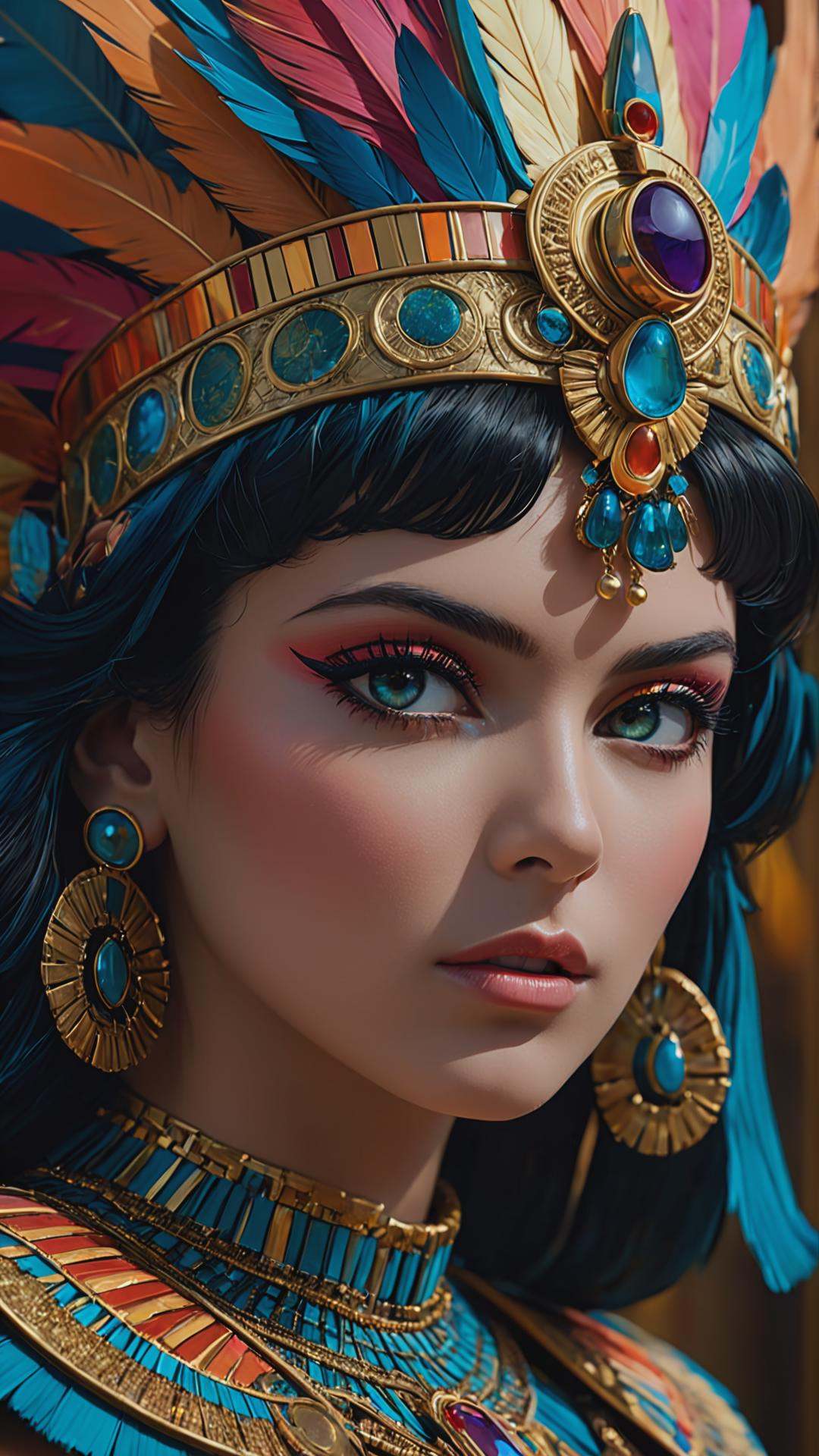RAW photo of an Cleopatra face,  Nemes headdress,  concept art on Tensor.Art