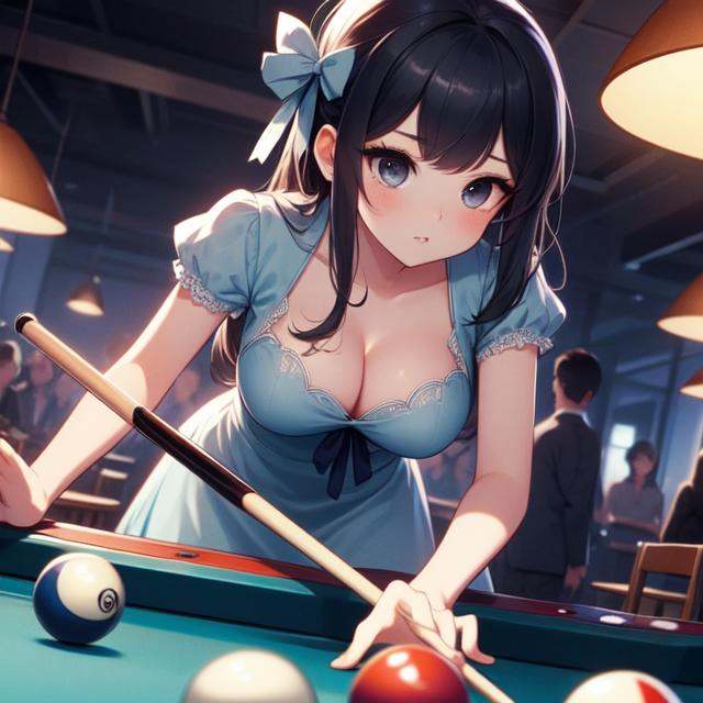 (((masterpiece))),  (((best quality))),  (((both hands holding)) pool cue:0.85) on Tensor.Art