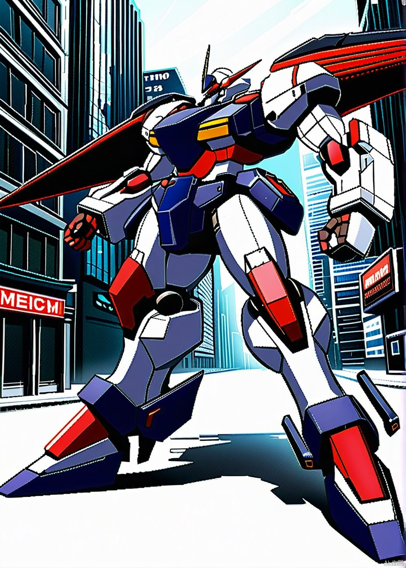  professional 3d model of (B-RRS:1.4),(science fiction:1),mecha armor,(a stylish mech:1.4),(hawken:1.4),(city:1.5),(very biggest size mecha:1.6),(long legs:1.1),glowing eyes,(full body:1.2),mechanical parts,robot joints,(holding huge weapon:1.5),(huge mechanical shield:1.2),best quality,masterpiece,highly detailed,ultra-detailed,(huge mechanical weapon:1.3),(detailed weapon:1.2),(huge mechanical gun:1.2),,, octane render, highly detailed, volumetric, dramatic lighting