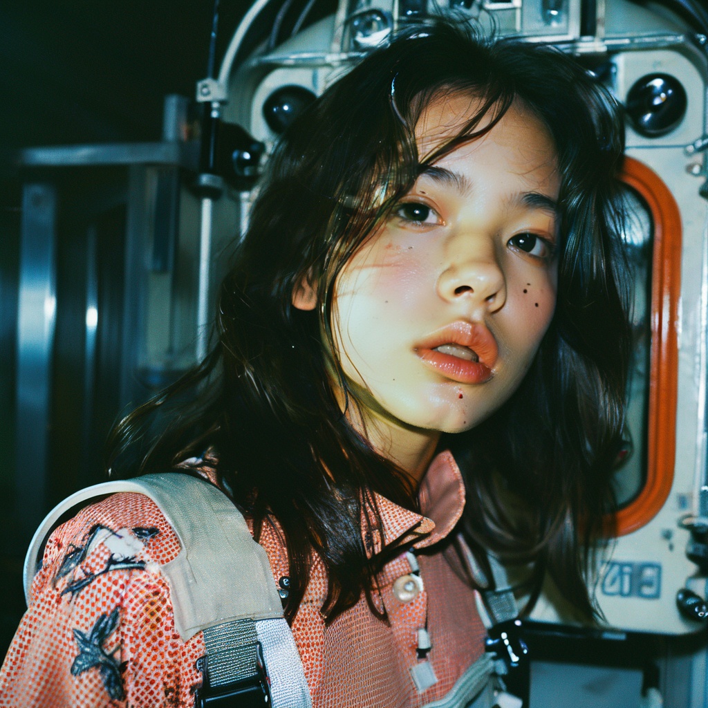 guaiguailuli girl, natural lips,extended spacewalk capability,scampering,In the style of Urban horror,science fiction,medium-length hair,natural patterns,Insane asylum young,sexy,film grain texture,analog photography aesthetic,visual storytelling,dynamic composition,looking at viewer,eye contact,, <lora:poaklggllgirl-000007:0.8>