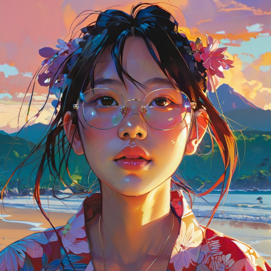 guaiguailuli girl, (by Chip Zdarsky :1.30), (by Erin Hanson :1.15), by Makoto Shinkai , magical, radiant, <lora:poaklggllgirl-000007:0.8>