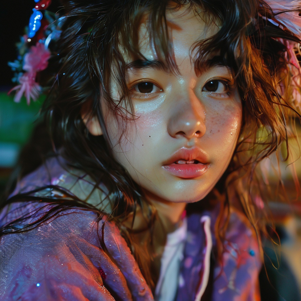 guaiguailuli girl, 25 yo girl, brunette, close-up, girl next door, baggy clothes, night, interior, messy hair,  <lora:poaklggllgirl-000007:0.8>