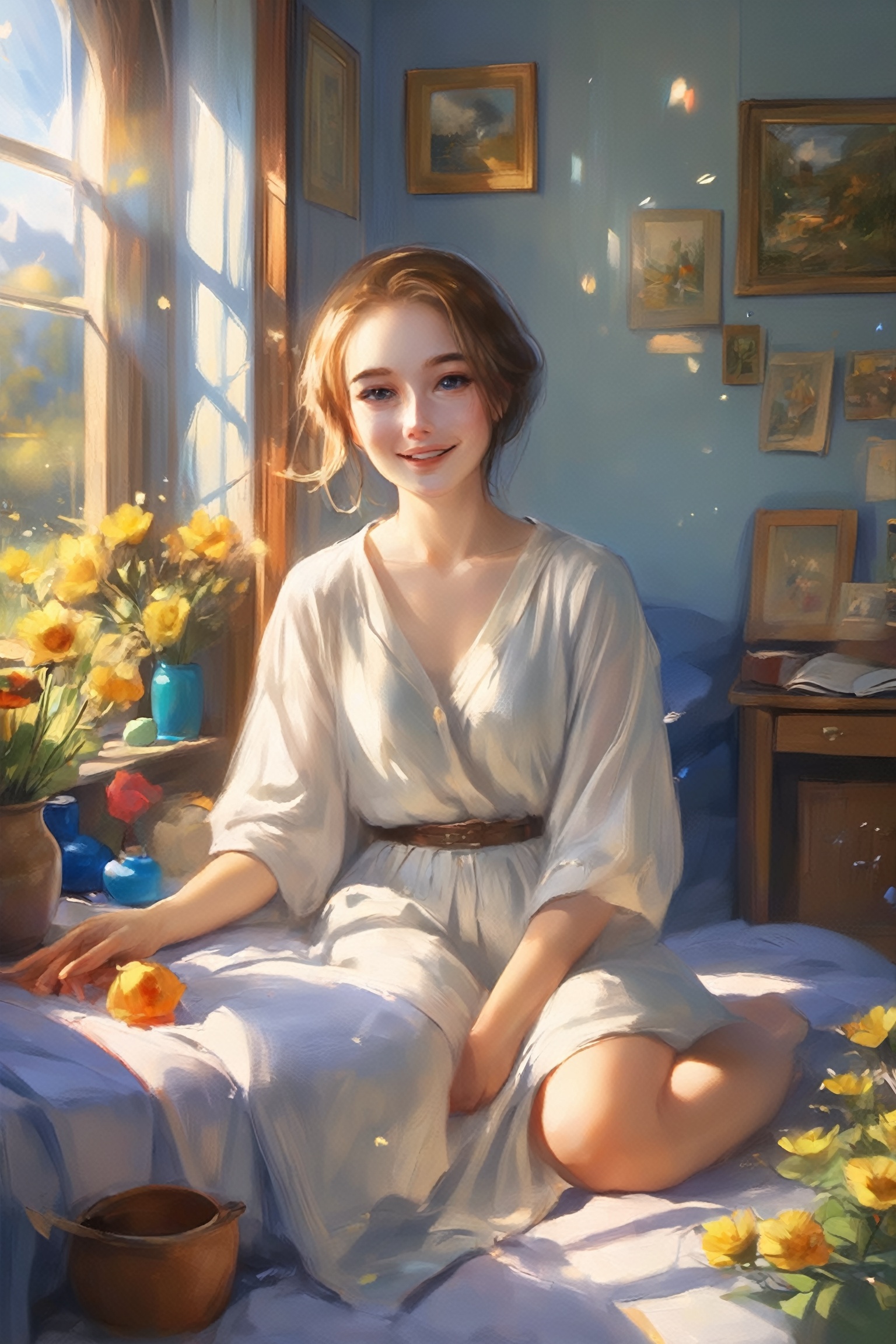 (1girl),  beautiful girl smiles,  beautiful eyes on Tensor.Art