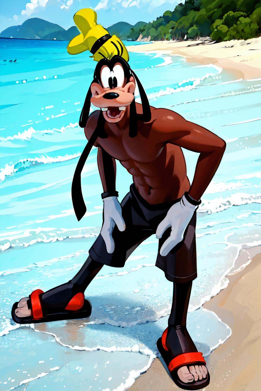 on the beach,  high detail skin,  high detail eyes by Bloodysunkist on Tensor.Art