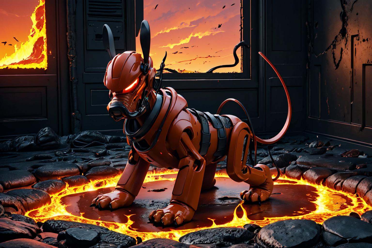 ((in hell,  lava,  red sky on Tensor.Art