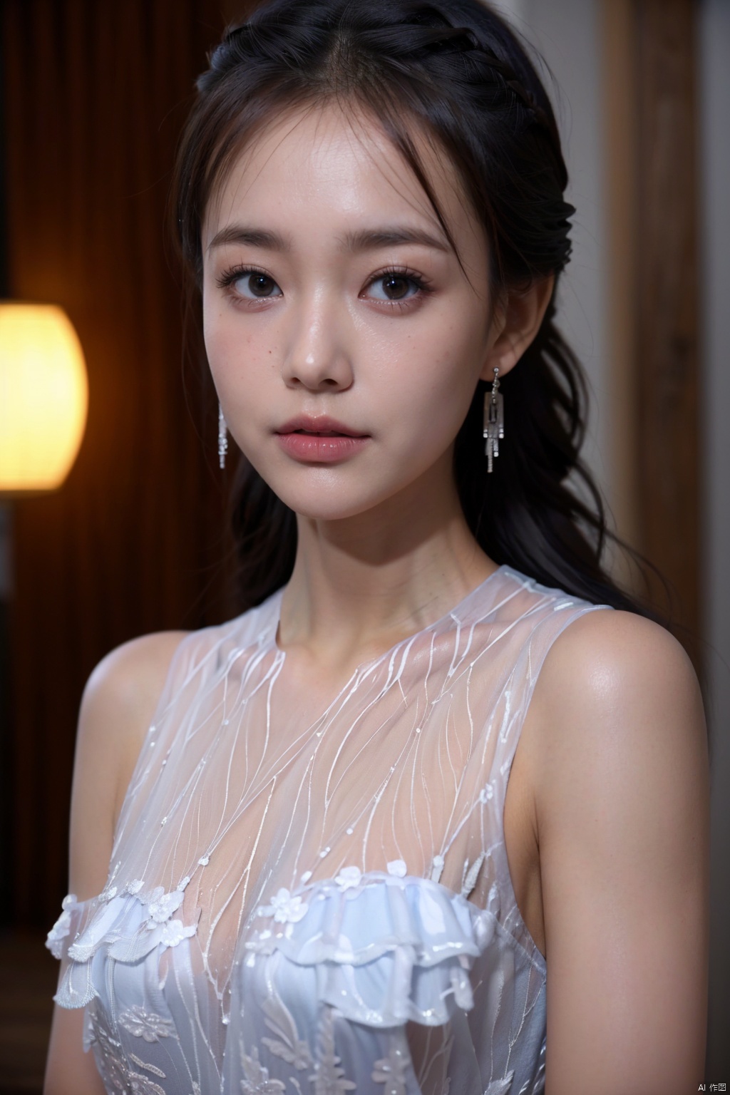(global illumination, reality,ray tracing, HDR, unreal rendering, reasonable design, high detail, masterpiece,best quality, ultra high definition, movie lighting),
1girl,outdoor,looking_at_viewer,side_blunt_bangs,china_dress,chinese_style,big breasts,pose,solo,1girl,black hair,black eyes,  
