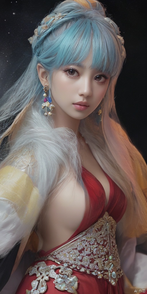  1girl,Han Chinese girls,Hanfu,chinese clothes,white themes,large breasts,jewelry, earrings,lips, makeup, portrait, eyeshadow, realistic, nose,{{best quality}}, {{masterpiece}}, {{ultra-detailed}}, {illustration}, {detailed light}, {an extremely delicate and beautiful}, a girl, {beautiful detailed eyes}, stars in the eyes, messy floating hair, colored inner hair, Starry sky adorns hair, depth of field, large breasts,cleavage,blurry, no humans, traditional media, gem, crystal, still life, Dance,movements, All the Colours of the Rainbow,zj,
simple background, shiny, blurry, no humans, depth of field, black background, gem, crystal, realistic, red gemstone, still life,
