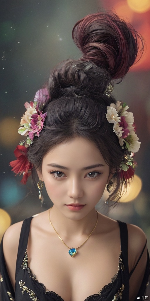  1girl,Sichuan Girl,Hanfu,jewelry, earrings,lips, makeup, portrait, eyeshadow, realistic, nose,{{best quality}}, {{masterpiece}}, {{ultra-detailed}}, {illustration}, {detailed light}, {an extremely delicate and beautiful}, a girl, {beautiful detailed eyes}, stars in the eyes, messy floating hair, colored inner hair, Starry sky adorns hair, depth of field, large breasts,cleavage,blurry, no humans, traditional media, gem, crystal, still life, Dance,movements, All the Colours of the Rainbow,zj,
simple background, shiny, blurry, no humans, depth of field, black background, gem, crystal, realistic, red gemstone, still life
