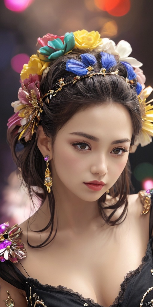  1girl,Guangdong girl,Hanfu,jewelry, earrings,lips, makeup, portrait, eyeshadow, realistic, nose,{{best quality}}, {{masterpiece}}, {{ultra-detailed}}, {illustration}, {detailed light}, {an extremely delicate and beautiful}, a girl, {beautiful detailed eyes}, stars in the eyes, messy floating hair, colored inner hair, Starry sky adorns hair, depth of field, large breasts,cleavage,blurry, no humans, traditional media, gem, crystal, still life, Dance,movements, All the Colours of the Rainbow,zj,
simple background, shiny, blurry, no humans, depth of field, black background, gem, crystal, realistic, red gemstone, still life
