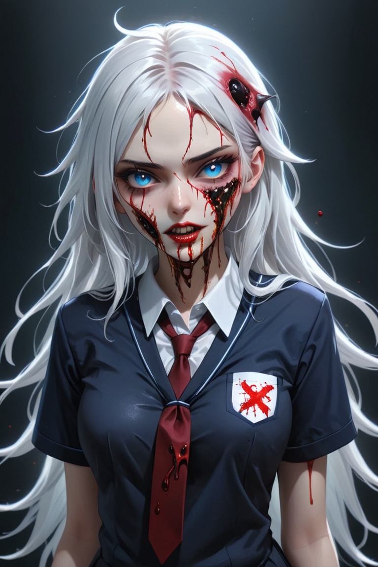 girl with a pretty face,  white hair,  blue eyes on Tensor.Art