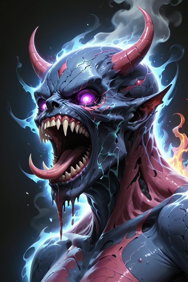 close up of a demon face monster turning into smoke,  screaming out or dispair ,  losing on thin air on Tensor.Art