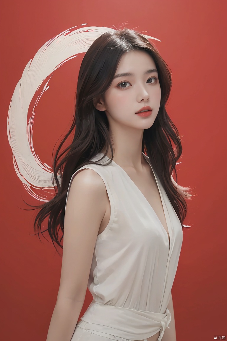  (masterpiece, best quality:1.2), 1girl, ,aged vintage paper,
a red background with white waves wallpaper with a girl,Pencil Draw, Pencil Draw, m oil painting style