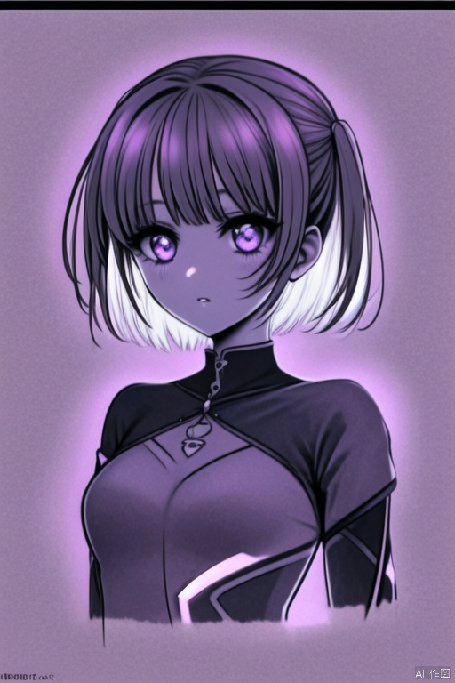 1girl,  LineArt_dark,  purple on Tensor.Art